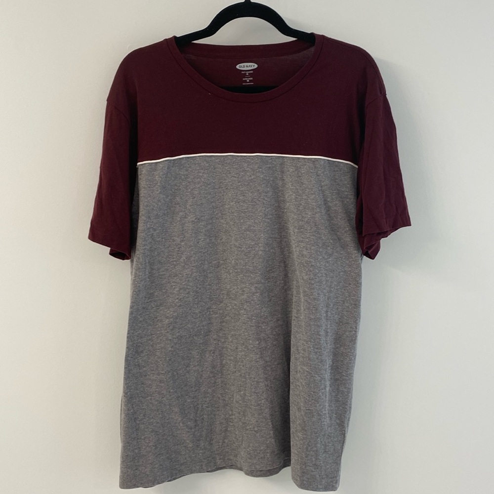 Old Navy Men’s soft wash colour black maroon and grey t-shirt - size XL